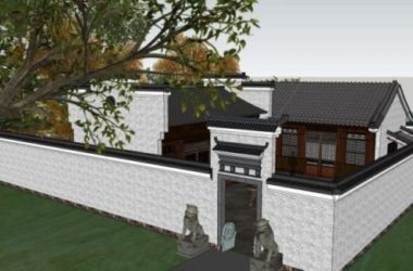 SketchUp Model of a Chinese-Style Residential Villa with Courtyard-BIM WORLD
