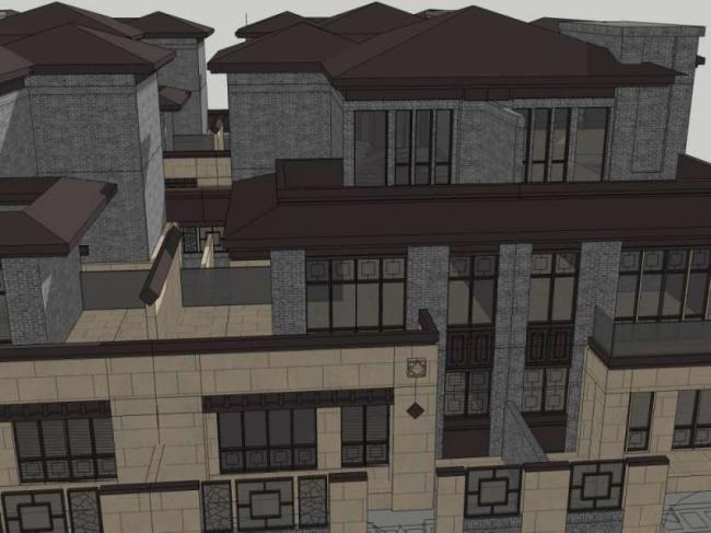 Modern Chinese Stacked Villa Model in SketchUp