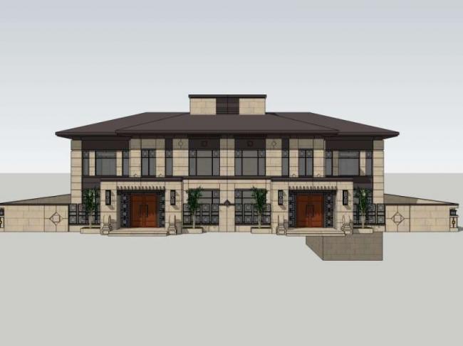 Classical Twin Villa Model in SketchUp