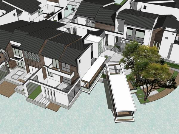 Modern Chinese Style Villa Model in SketchUp