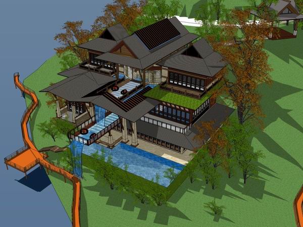 Southeast Asian Style Solo Villa Model in SketchUp