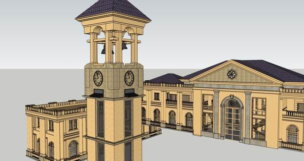 European-Style Multi-Row Villa Model in SketchUp