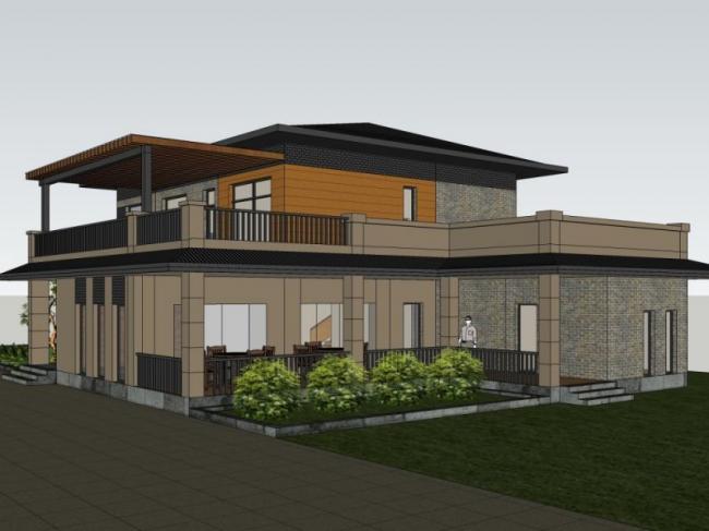 Modern Chinese-Style Solo Villa SketchUp Model