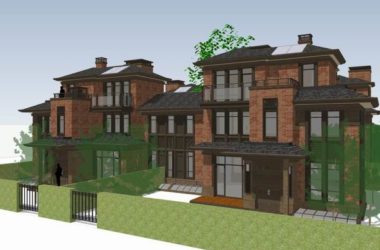 Classical Four-Unit Courtyard Villa Cluster SketchUp Model-BIM WORLD