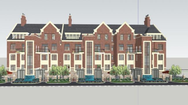 SketchUp Villa Model: Classic English-Style Stacked Villa Design