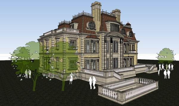 Classical Single-Family Villa Model in SketchUp