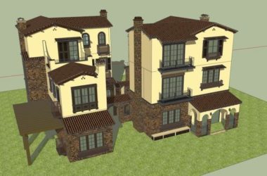 Classical Twin Villa Model in SketchUp-BIM WORLD