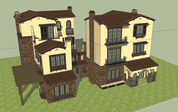 Classical Twin Villa Model in SketchUp