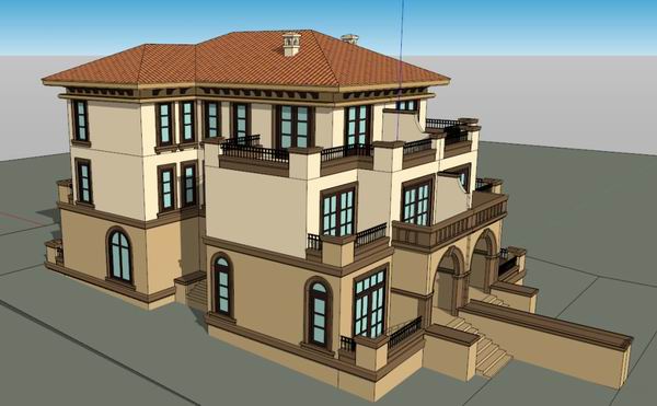 Classical Twin Villa Model in SketchUp