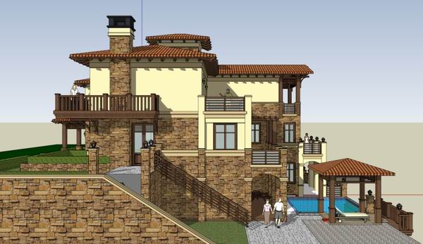 Classical Style Single-Family Villa Model in SketchUp