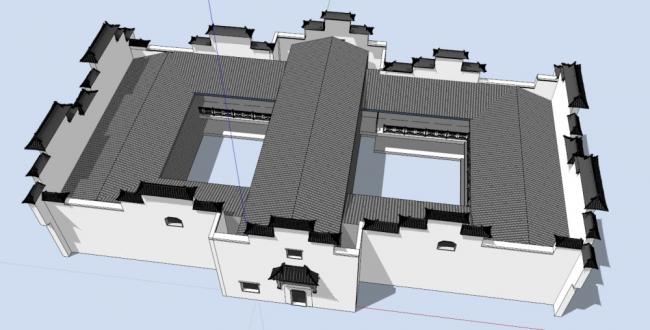 SketchUp Villa Model: Classical Huizhou-Style Residential Design