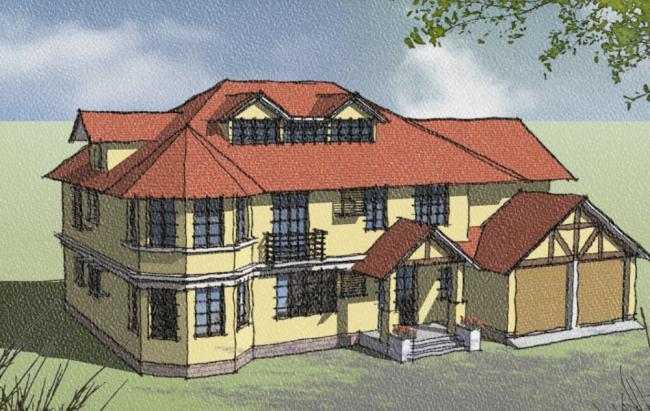 Classical Single-Family Villa Model in SketchUp