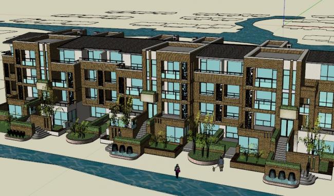 Modern Multi-Row Villa Design in SketchUp