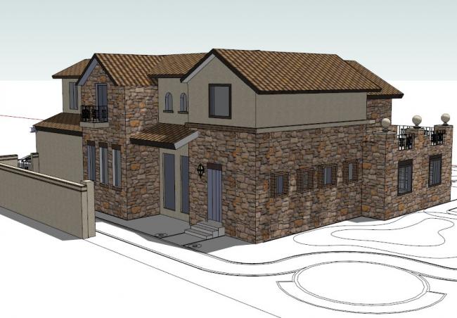Classical Single-Family Villa Model in SketchUp