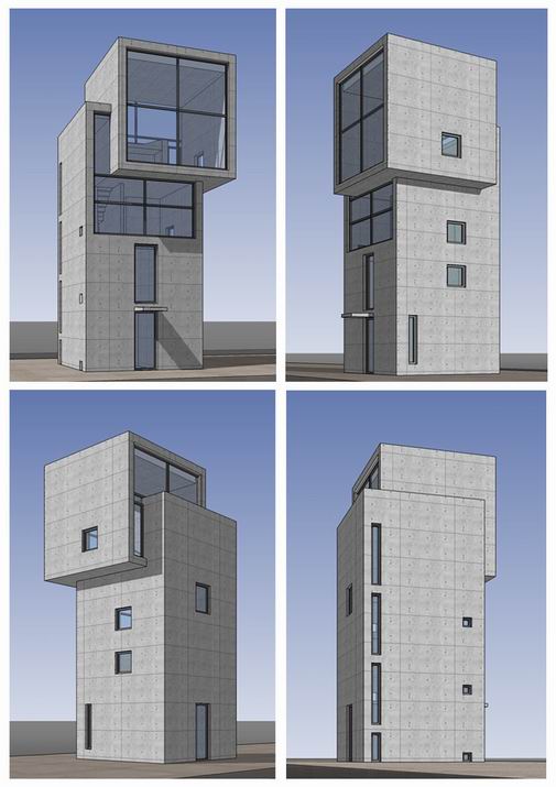 Modern 4x4 Residential Villa Model by Anteng Zhongxiong in SketchUp