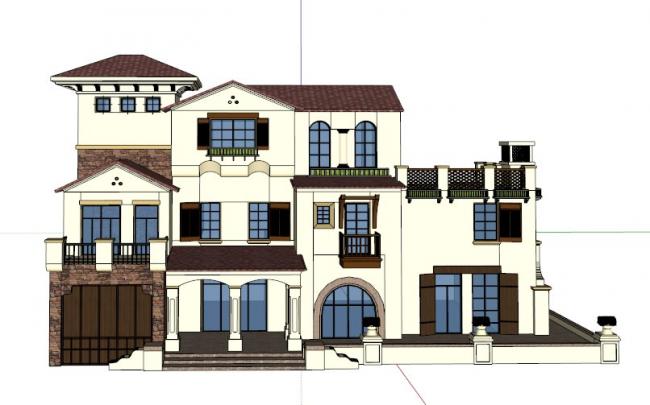 Classical Single-Family Villa Model in SketchUp