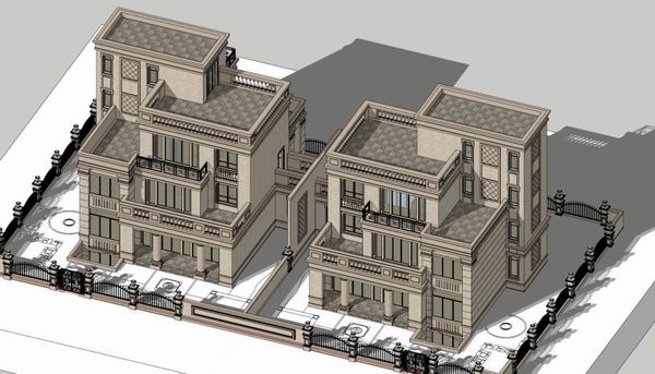 Modern Multi-Story Detached Villa SketchUp Model