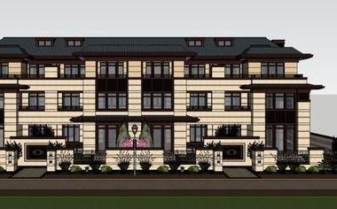Classical Style Townhouse Villa Model in SketchUp-BIM WORLD