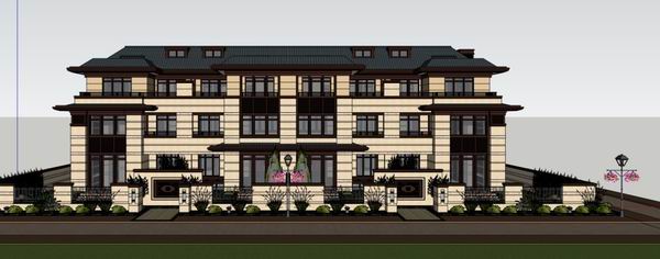 Classical Style Townhouse Villa Model in SketchUp