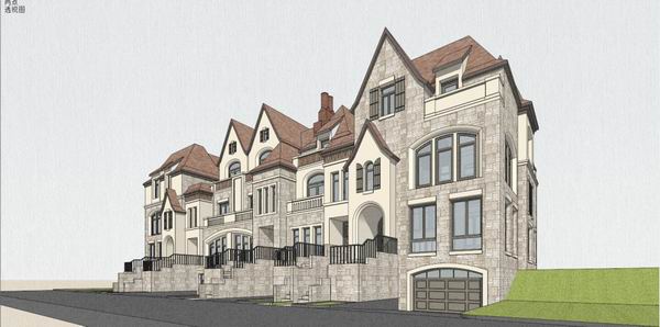 SketchUp Villa Model: German Classical Style Row House