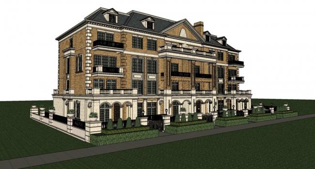 Classical Style Townhouse Villa Model in SketchUp