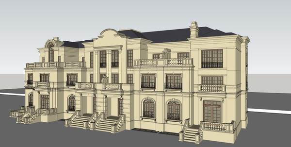 Classical Twin Villa Design in SketchUp Model