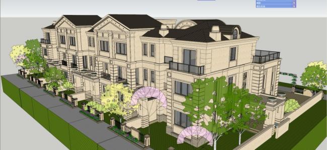 Classical Style Townhouse Villa Model in SketchUp