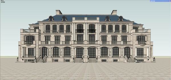 Classical Six-Row Villa Model in SketchUp