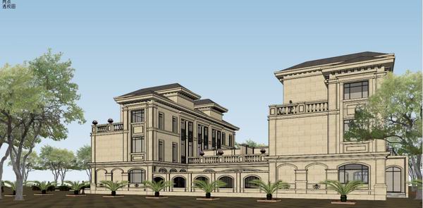 Four-Piece French Classical Style Villa Model in SketchUp