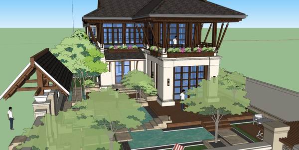 Classical Single-Family Villa Model in SketchUp