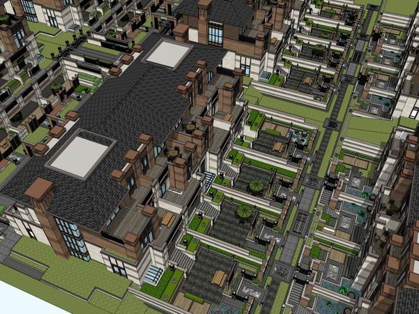 Classical Style Townhouse Villa Model in SketchUp