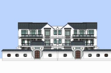 Classical Twin Villa Design in SketchUp Model-BIM WORLD