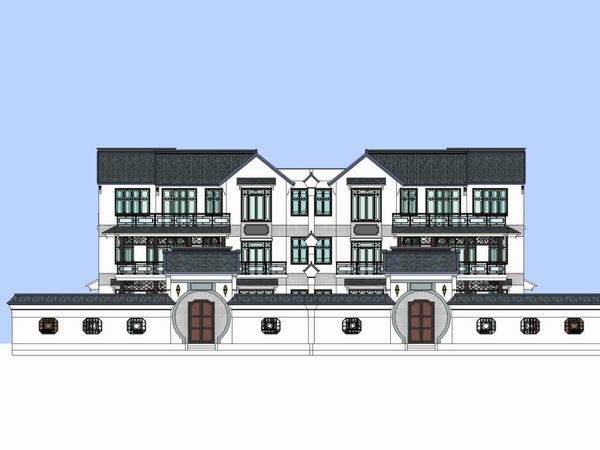 Classical Twin Villa Design in SketchUp Model
