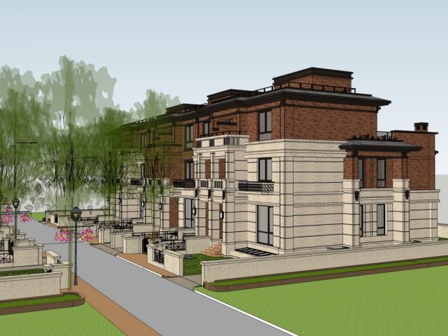 Modern Multi-Story Townhouse Villa Model in SketchUp