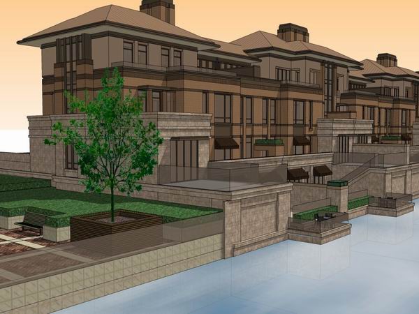 Classical Style Twin Villa Model in SketchUp