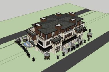 Classical Style Townhouse Villa Model in SketchUp-BIM WORLD