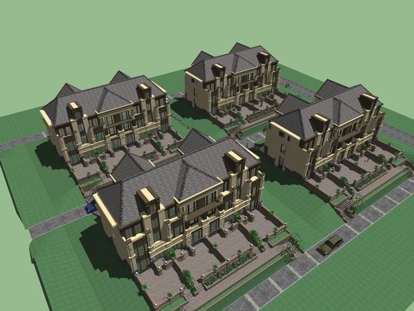Classical Style Townhouse Villa Model in SketchUp