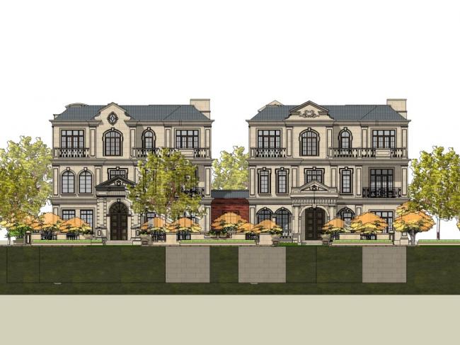 Classical Style Townhouse Villa Model in SketchUp