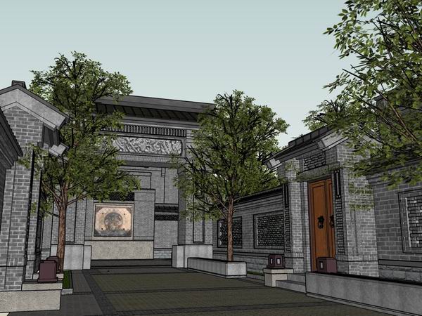 SketchUp Villa Model: Classical Chinese-Style Townhouse Design