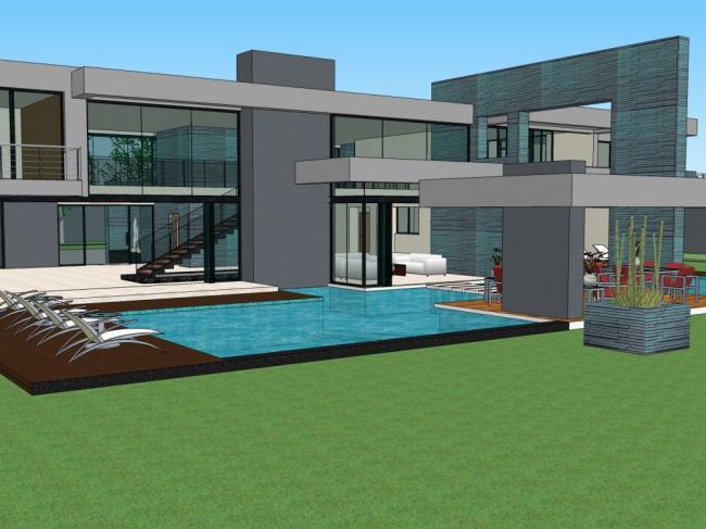 Modern Furnished Single-Family Villa Model in SketchUp
