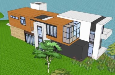 Modern Solo Mountain Lake Villa SketchUp Model-BIM WORLD