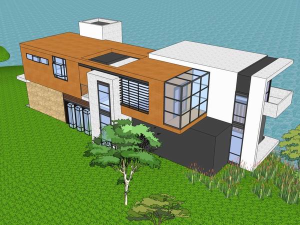 Modern Solo Mountain Lake Villa SketchUp Model