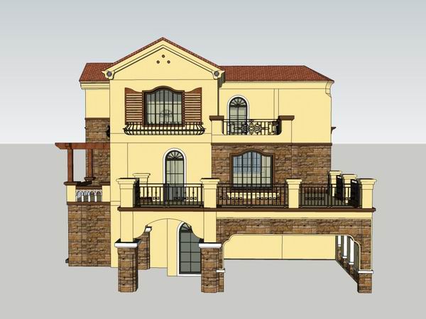 Classical Single-Family Villa Model in SketchUp