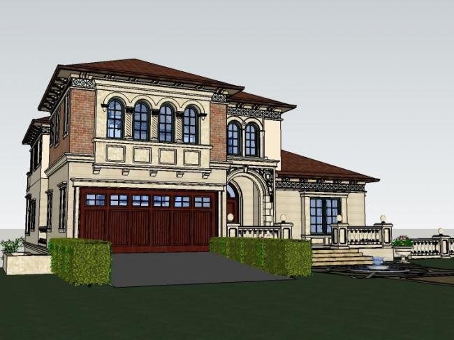 Classical Style Single-Family Villa Model in SketchUp