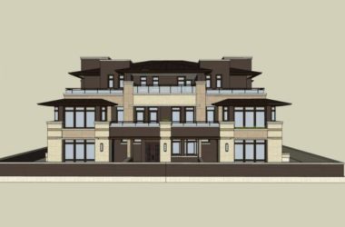 Classical Style Townhouse Villa Model in SketchUp-BIM WORLD