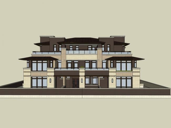 Classical Style Townhouse Villa Model in SketchUp