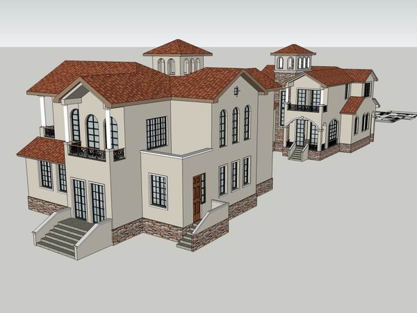 Classical Style Townhouse Villa Model in SketchUp