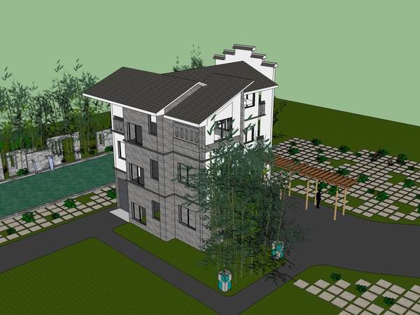 Classical Multi-Story Rural Villa Model in SketchUp