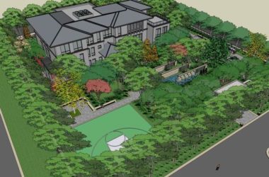 Modern Chinese-Style Private Villa SketchUp Model-BIM WORLD