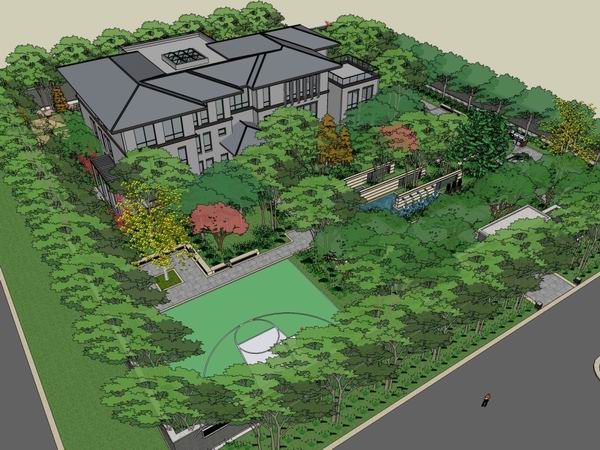 Modern Chinese-Style Private Villa SketchUp Model